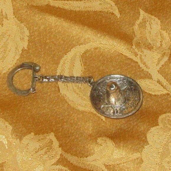 Vintage 925 Sombrero Keychain Sterling Silver Mexican Hat Key Ring Stamped - Picture 4 of 7